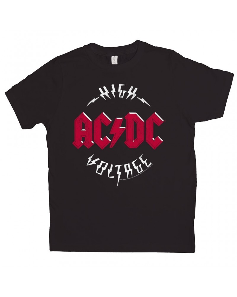 AC/DC Kids T-Shirt | High Voltage Red Logo Distressed Kids Shirt $7.80 Kids