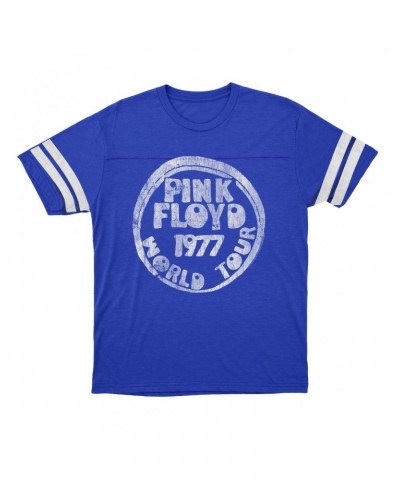 Pink Floyd T-Shirt | World Tour 1977 Reissue Design Distressed Football Shirt $12.52 Shirts