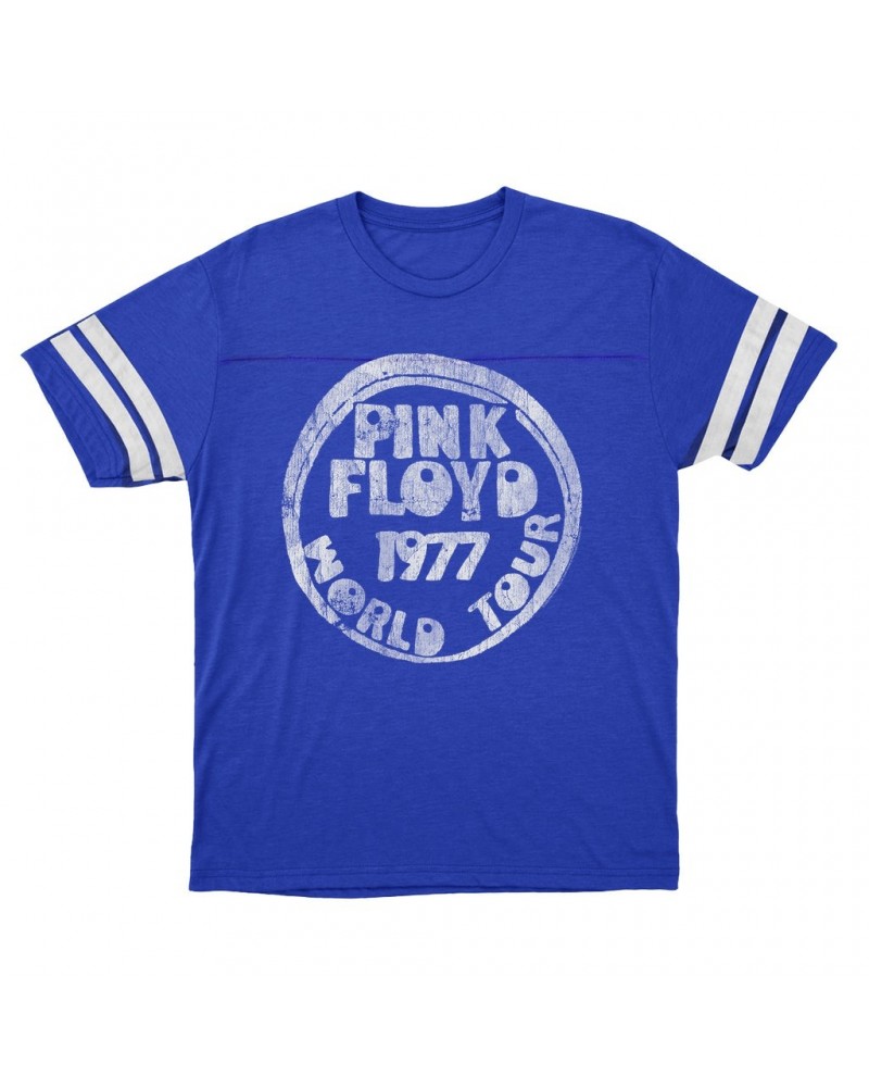 Pink Floyd T-Shirt | World Tour 1977 Reissue Design Distressed Football Shirt $12.52 Shirts