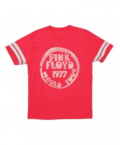 Pink Floyd T-Shirt | World Tour 1977 Reissue Design Distressed Football Shirt $12.52 Shirts