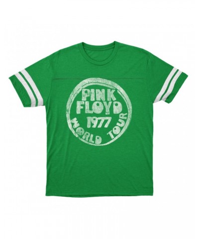 Pink Floyd T-Shirt | World Tour 1977 Reissue Design Distressed Football Shirt $12.52 Shirts