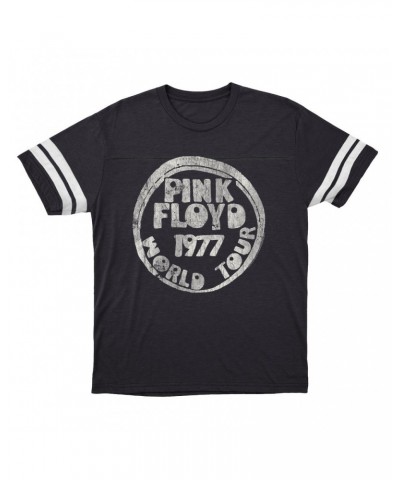 Pink Floyd T-Shirt | World Tour 1977 Reissue Design Distressed Football Shirt $12.52 Shirts