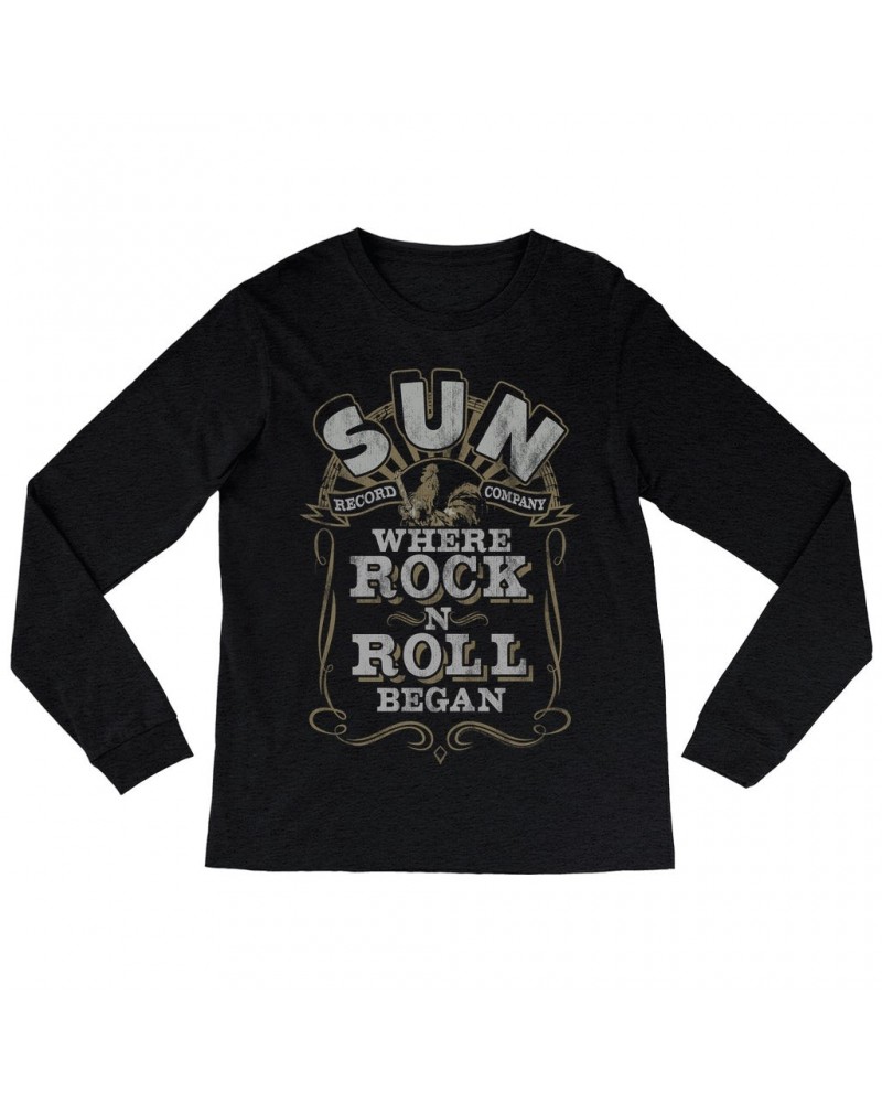 Sun Records Long Sleeve Shirt | Where Rock n Roll Began Filigree Design Distressed Shirt $11.38 Shirts