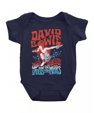 David Bowie Baby Short Sleeve Bodysuit | Red White Blue Ziggy Stardust And The Spiders From Mars Bodysuit $8.58 Kids