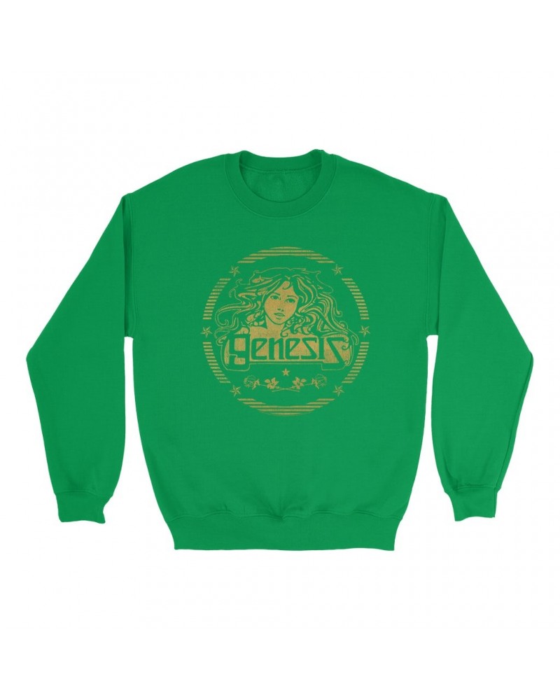 Genesis Bright Colored Sweatshirt | Band Art Nouveau Gold Logo Sweatshirt $10.83 Sweatshirts