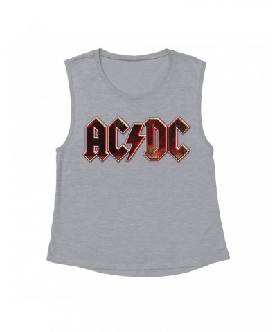 AC/DC Ladies' Muscle Tank Top | Live At River Plate Metallic Logo Shirt $13.18 Shirts