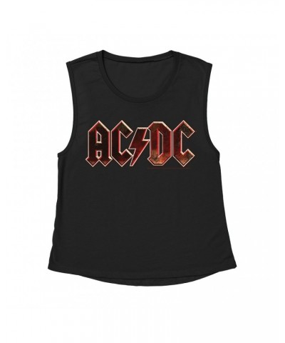 AC/DC Ladies' Muscle Tank Top | Live At River Plate Metallic Logo Shirt $13.18 Shirts