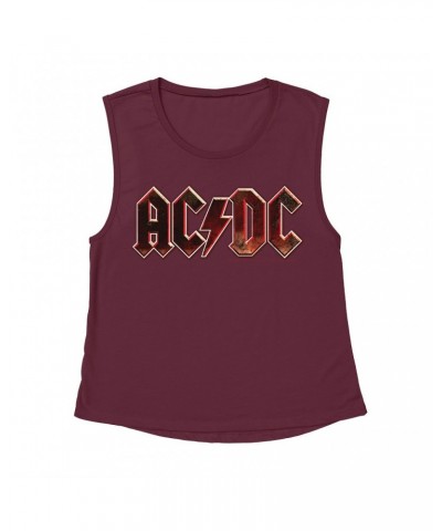 AC/DC Ladies' Muscle Tank Top | Live At River Plate Metallic Logo Shirt $13.18 Shirts