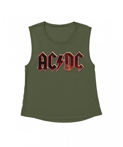 AC/DC Ladies' Muscle Tank Top | Live At River Plate Metallic Logo Shirt $13.18 Shirts