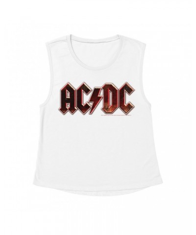 AC/DC Ladies' Muscle Tank Top | Live At River Plate Metallic Logo Shirt $13.18 Shirts