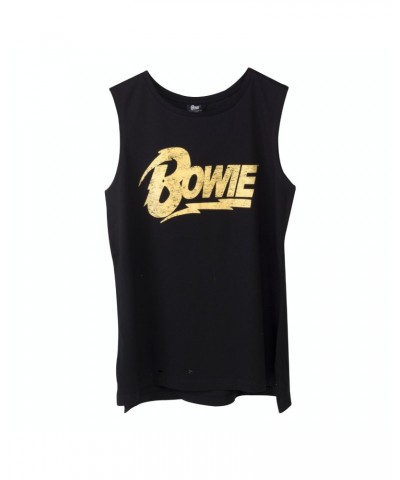 David Bowie Bowie Gold Text Tank Top $11.75 Shirts