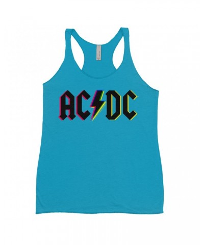 AC/DC Bold Colored Racerback Tank | Neon Glitch Logo Shirt $9.84 Shirts