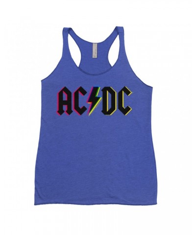 AC/DC Bold Colored Racerback Tank | Neon Glitch Logo Shirt $9.84 Shirts