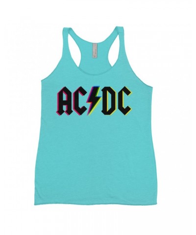 AC/DC Bold Colored Racerback Tank | Neon Glitch Logo Shirt $9.84 Shirts