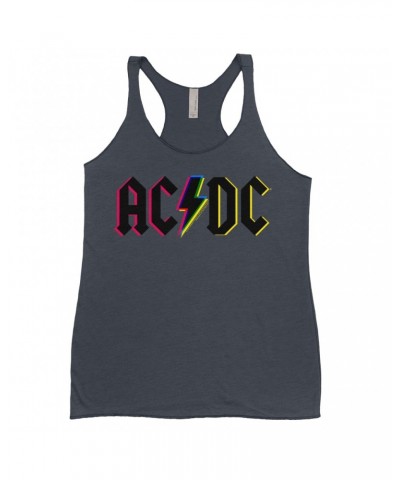 AC/DC Bold Colored Racerback Tank | Neon Glitch Logo Shirt $9.84 Shirts