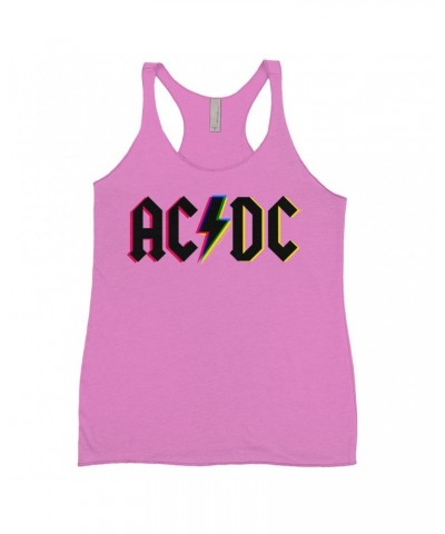 AC/DC Bold Colored Racerback Tank | Neon Glitch Logo Shirt $9.84 Shirts