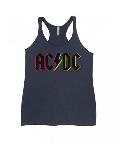 AC/DC Bold Colored Racerback Tank | Neon Glitch Logo Shirt $9.84 Shirts