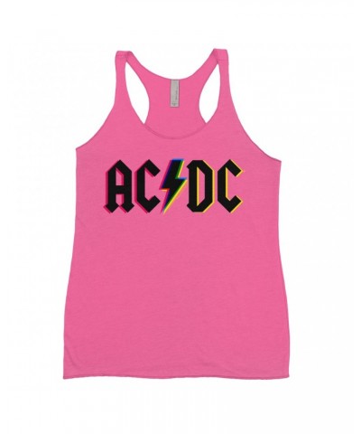 AC/DC Bold Colored Racerback Tank | Neon Glitch Logo Shirt $9.84 Shirts