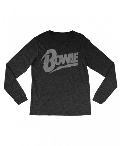 David Bowie Long Sleeve Shirt | Vintage Bowie Silver Logo Distressed Shirt $14.08 Shirts