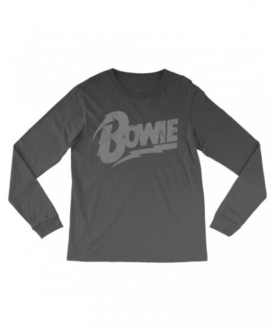 David Bowie Long Sleeve Shirt | Vintage Bowie Silver Logo Distressed Shirt $14.08 Shirts