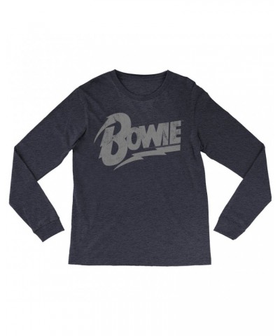 David Bowie Long Sleeve Shirt | Vintage Bowie Silver Logo Distressed Shirt $14.08 Shirts