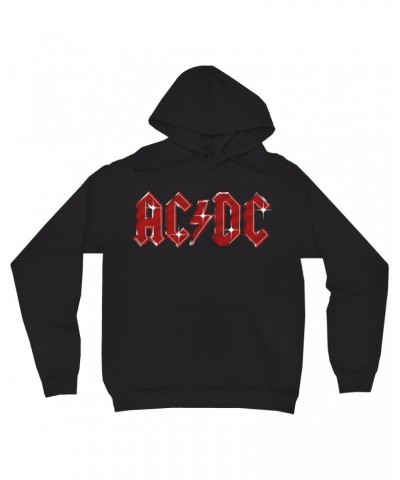 AC/DC Hoodie | Sparkle Red Logo Distressed Hoodie $18.38 Sweatshirts