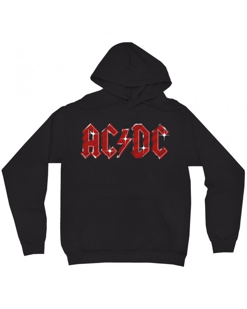 AC/DC Hoodie | Sparkle Red Logo Distressed Hoodie $18.38 Sweatshirts