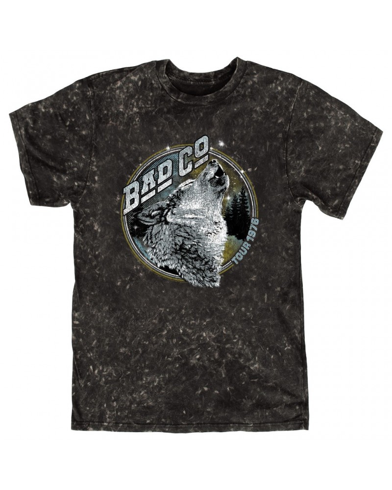 Bad Company T-shirt | Wolf Pack Tour 1976 Distressed Mineral Wash Shirt $13.78 Shirts