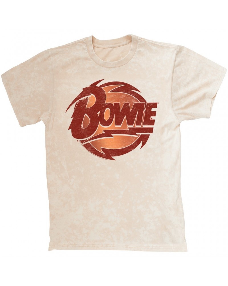 David Bowie T-shirt | Bolted Bowie Circular Logo Distressed Mineral Wash Shirt $12.28 Shirts