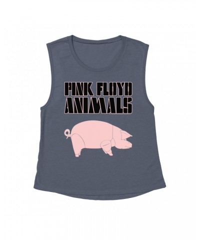 Pink Floyd Ladies' Muscle Tank Top | Animals Album Pig Shirt $12.52 Shirts