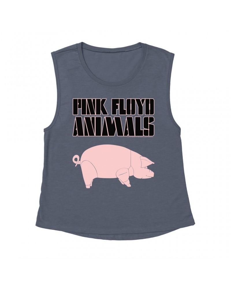 Pink Floyd Ladies' Muscle Tank Top | Animals Album Pig Shirt $12.52 Shirts