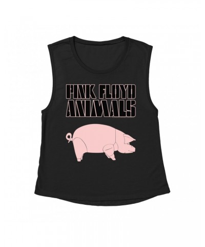 Pink Floyd Ladies' Muscle Tank Top | Animals Album Pig Shirt $12.52 Shirts