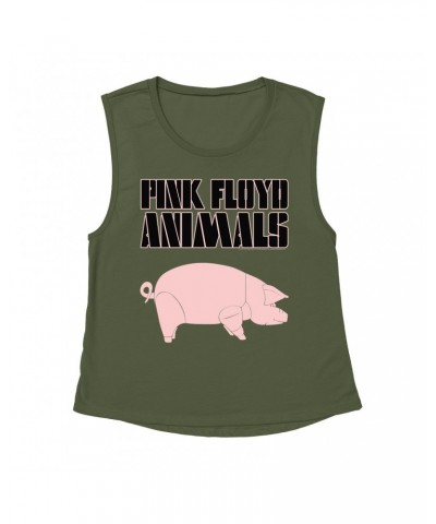 Pink Floyd Ladies' Muscle Tank Top | Animals Album Pig Shirt $12.52 Shirts