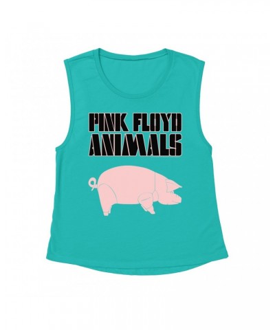 Pink Floyd Ladies' Muscle Tank Top | Animals Album Pig Shirt $12.52 Shirts