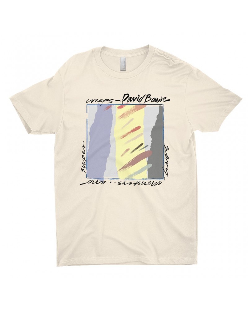 David Bowie T-Shirt | Neutral Tone Scary Monsters Album Design Shirt $10.73 Shirts