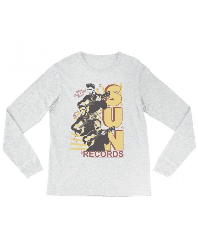 Elvis Presley Long Sleeve Shirt | Performing Collage Where Rock N' Roll Began Shirt $10.78 Shirts