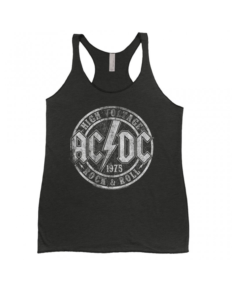 AC/DC Ladies' Tank Top | Rock And Roll 1975 Stamped Design Distressed Shirt $14.19 Shirts