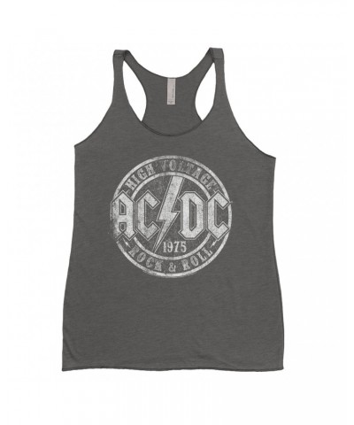 AC/DC Ladies' Tank Top | Rock And Roll 1975 Stamped Design Distressed Shirt $14.19 Shirts