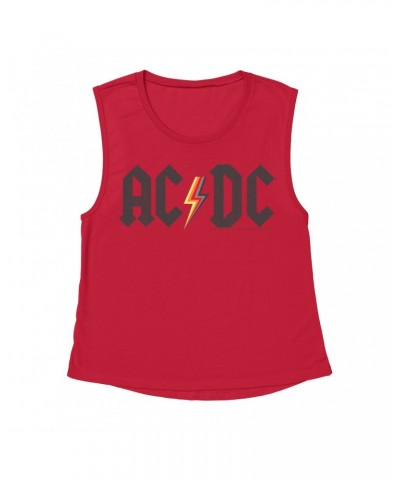 AC/DC Ladies' Muscle Tank Top | Multi-Colored Logo Design Distressed Shirt $9.89 Shirts