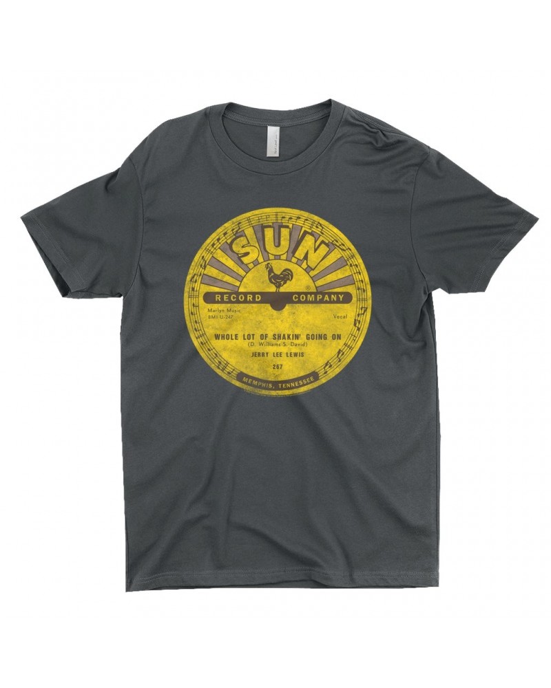 Jerry Lee Lewis T-Shirt | Whole Lotta Shakin' Going On Record Label Distressed Shirt $9.48 Shirts