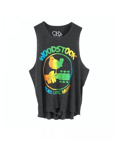 Woodstock Peace Love Music Tank with Tie Tie Die Logo $10.29 Shirts