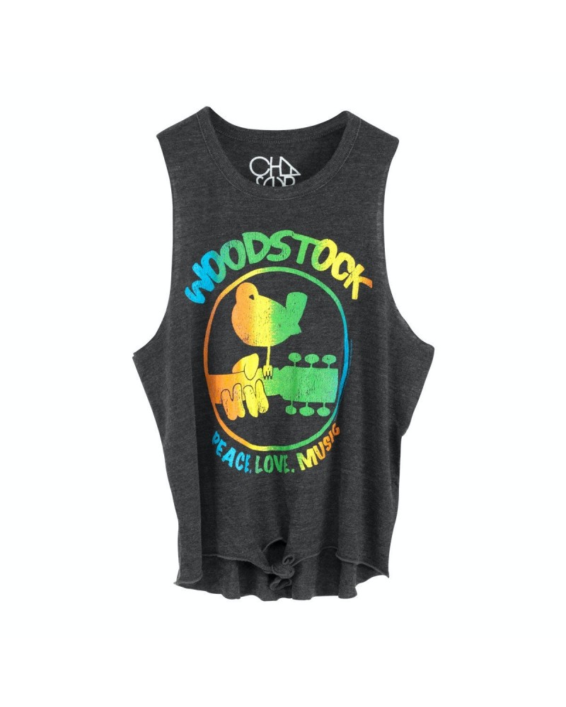 Woodstock Peace Love Music Tank with Tie Tie Die Logo $10.29 Shirts