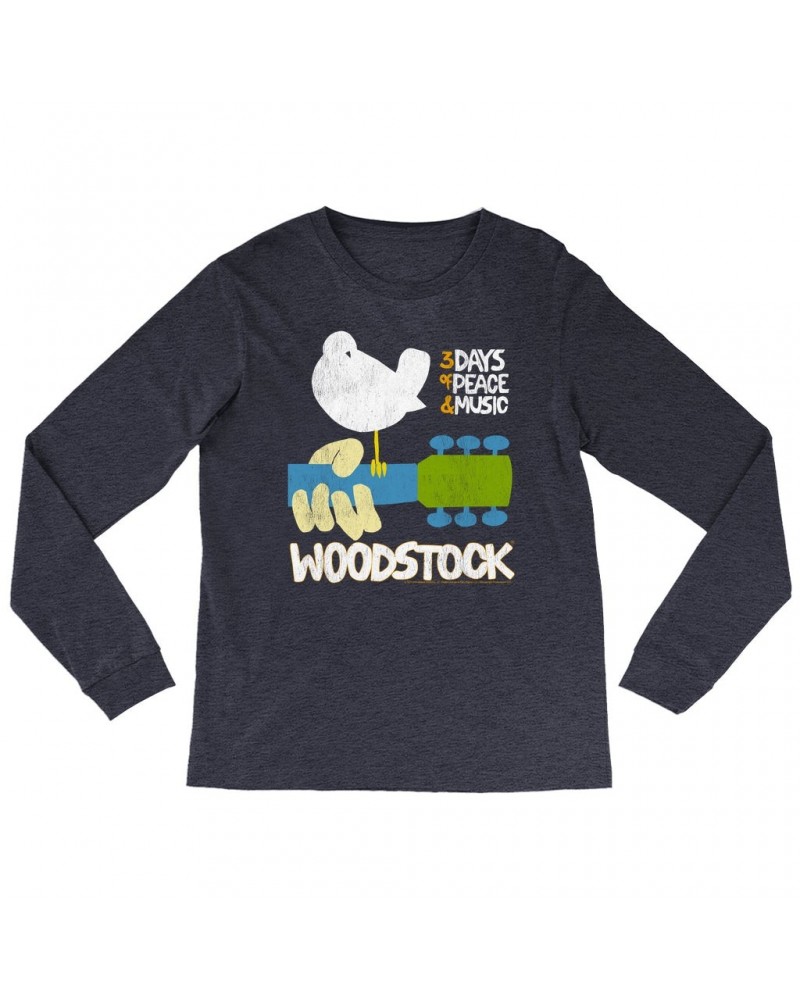 Woodstock Heather Long Sleeve Shirt | 3 Days Of Peace And Music Shirt $10.18 Shirts