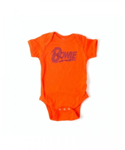 David Bowie Black Bowie Text Orange Onesie $10.75 Kids