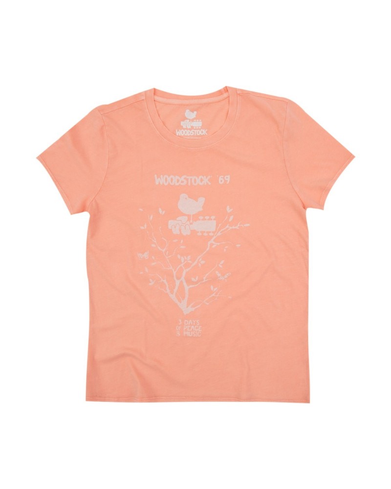 Woodstock Women's Peach 3 Days of Peace and Music T-shirt $2.40 Shirts