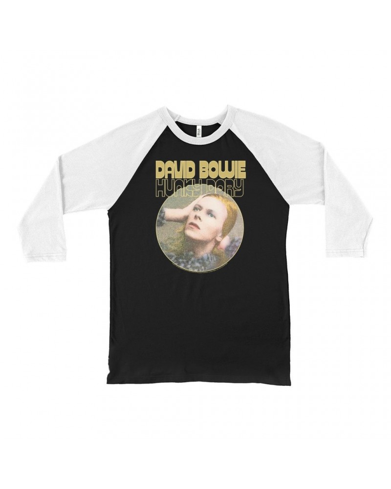 David Bowie 3/4 Sleeve Baseball Tee | Hunky Dory Album Design Shirt $11.38 Shirts