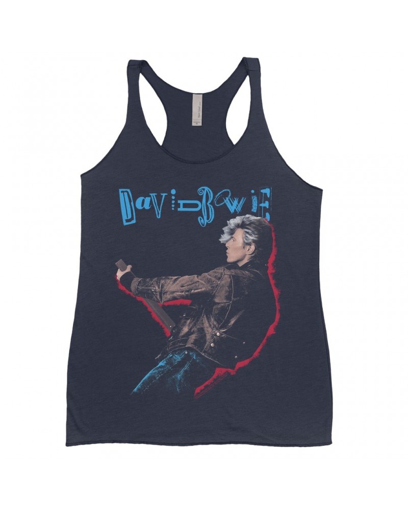 David Bowie Ladies' Tank Top | 1987 Glass Spider Tour Colorful Shadow Image Shirt $10.13 Shirts